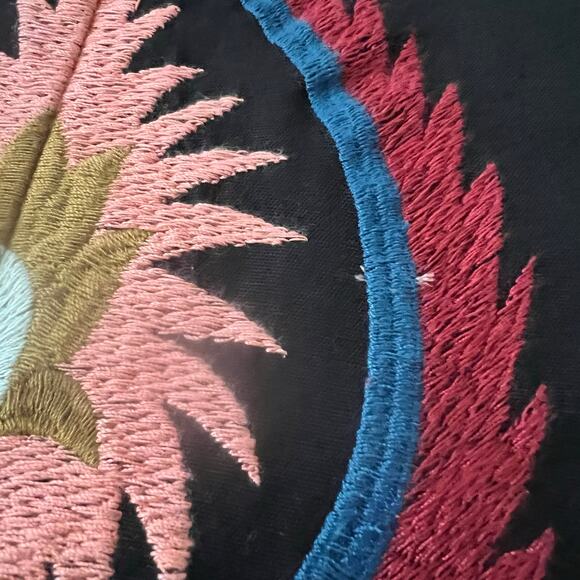 Zara Embroidered Flora Linen Blend Black Shift Dress size S - Picture 9 of 12